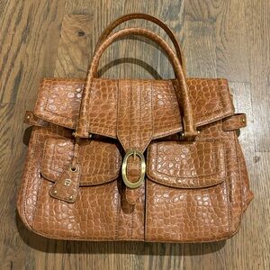 Etienne Aigner Crocodile Embossed Leather Bag